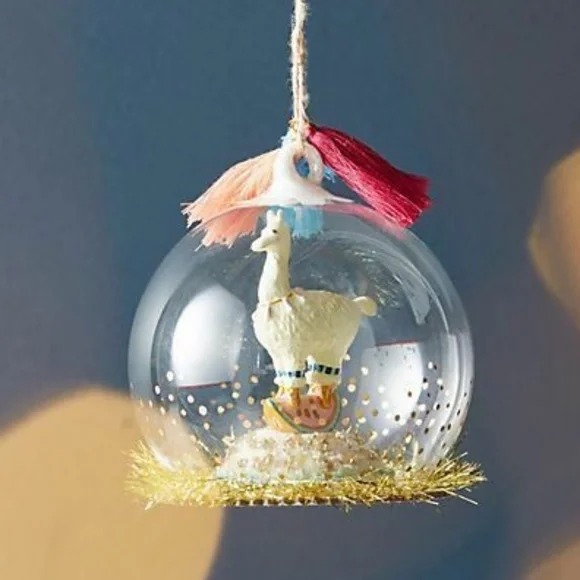 *LAST ONE* Anthropologie Snowglobe Llama Ornament - Picture 1 of 8